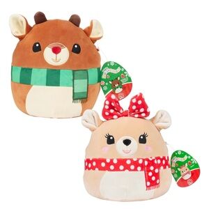 Squishmallow Pair NWT Rudolph and Clarice Cute Squish Holiday Christmas Festive